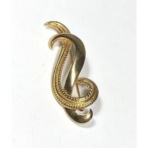 MONET Brooch Swirls Abstract Gold Tone Pin Vintage Signed
